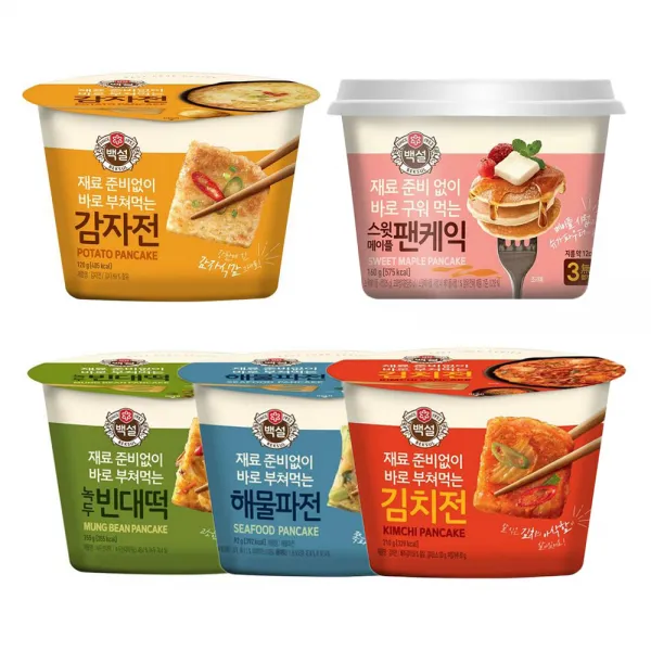 백설 컵전 5종 (감자전+김치전+녹두빈대떡+해물파전+스윗메이플팬케이크), 5개