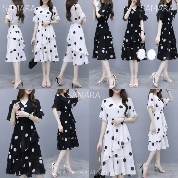 Qterra 특허브랜드 브이넥 도트 슬림 여름신상 패션 셔츠원피스 원피스