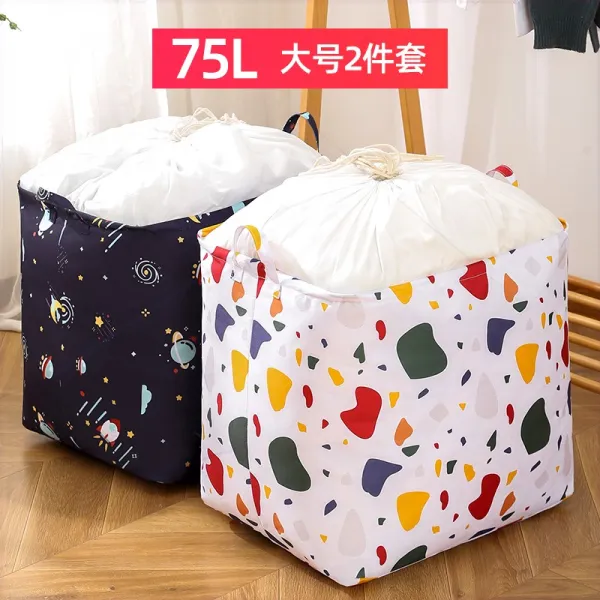 제롬 방수포보관 방습 대용량 수납가방 자 방지 곰팡내복 면이불 이사부크루즈 포장 가정용 정리 주머니, 이사집안테리어 -폴딩 /거능 룩/ 먼, 75L 큰사이즈 라지 -2건 룩 별이