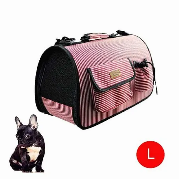 종철컴퍼니 천국 스포츠 반려동물 이동가방 줄무늬핑크 L 강아지 고양이 패브릭캐리어