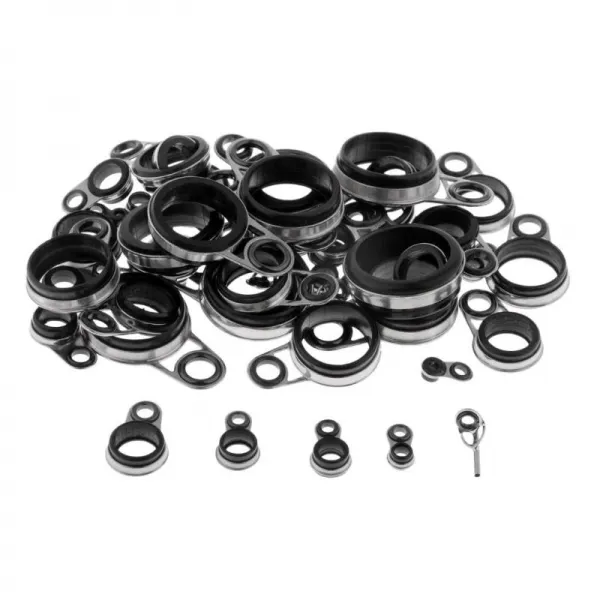 49 Pcs 스테인레스 스틸 및 세라믹 스피닝로드 가이드 예비 부품 수리 및 바다 낚시 용 팁 탑 혼합 크기 실버