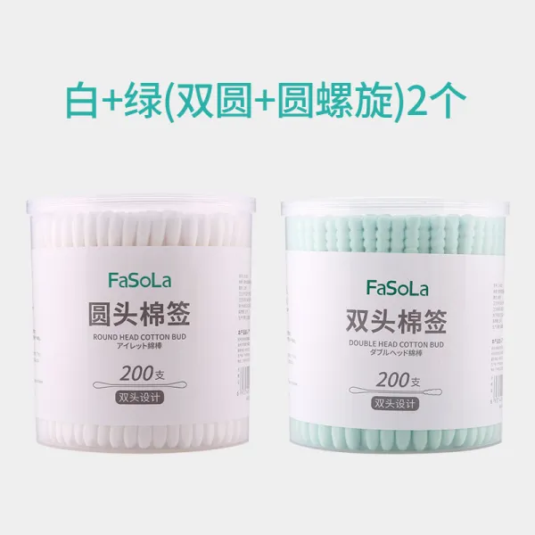 파솔라 일회용 면봉 더블 탈지 화장 귀지를 파면 봉 클렌징, 면봉 화이트 쌍원 그린 원꼬임