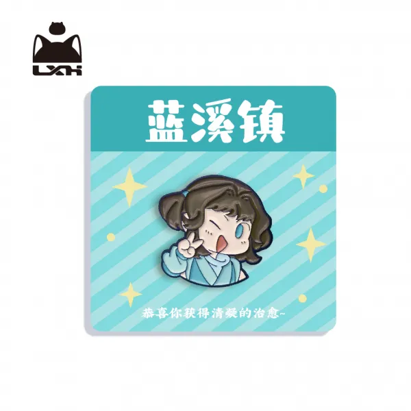 작은 검다 나로 전기 블루 냇물 마을 금속 뱃지 노군 맑고 깨끗함 현 헤어지다 만화 주변