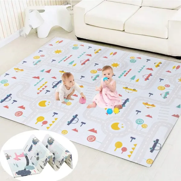  영국직배송 Pauer Baby Playmat 비독성 방수성 거품 크롤링 매트 두께 추가 대형 폴딩 매트 키즈 베이비 및 유아용 180x200 단일옵션