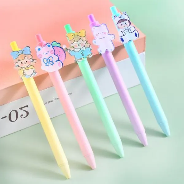 오렌 누르다 동식 중성펜 애니메이션 동물 원터치 마카 용색 수성물감용붓 심플 무드 미드 큐트 캐릭터 05MM 사무실 문 고시를 신청하다 시험적 사용, 오지장 -타입 양식 랜덤/