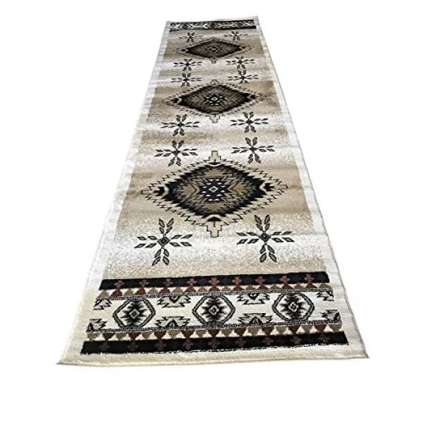 NMT 남서쪽 긴 부족 러너 256 000 포인트 영역 러그 [32 Inch X 15 Feet 10 Inch- Ivory-brown-rust] - P010007MTNK1XV3