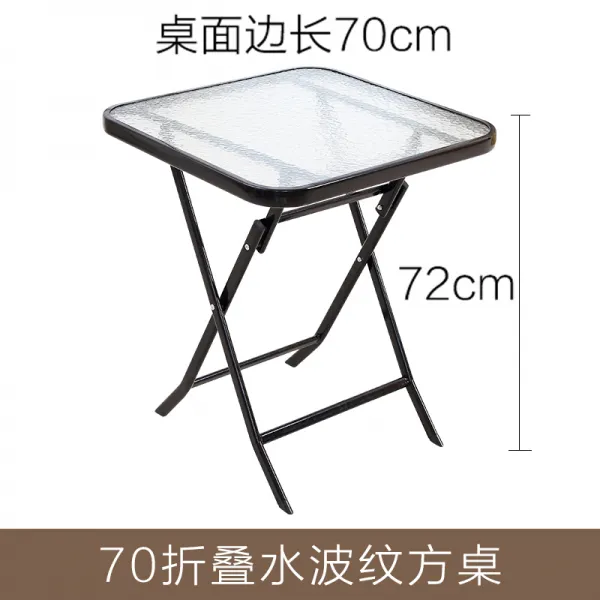 야외테이블 접이식탁자 찻집 심플 전세 가정용 휴대용 베란다 작은테이블의자 실외 노점진열대 강화유리 식탁, T08-70접이식 물결무늬 사각탁자