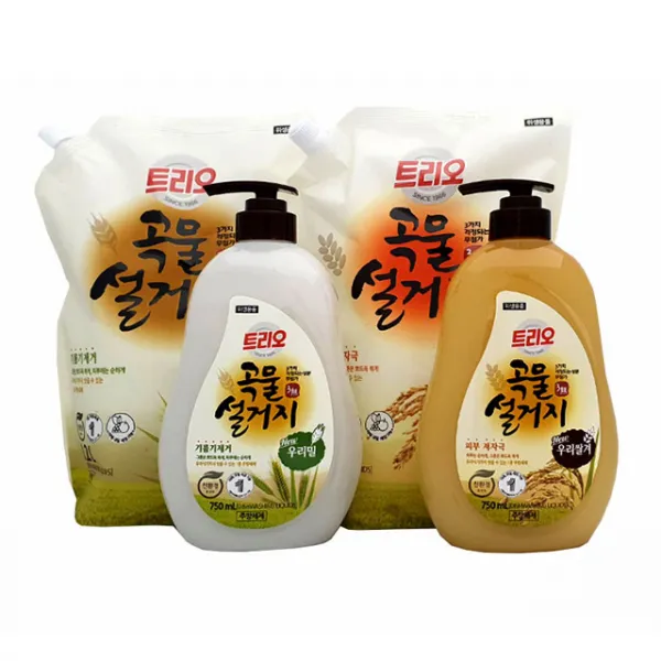 Pk 애경 트리오 곡물 설거지 주방세제 우리쌀겨 1.2리터 리필 1개