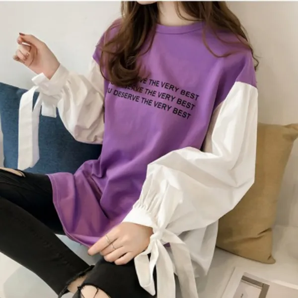 핸더 당일무료배송 여성 하프컬러 티셔츠 박시티셔츠 퍼프티셔츠 긴팔