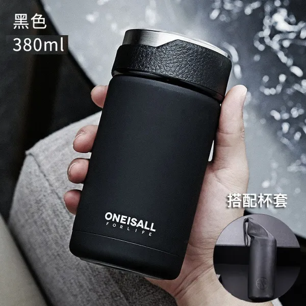 더넛지 휴대용 삼범 숏 남자 와이드 물컵 미혹 진공보틀 땅딸막형 작고깜찍 대구경 차량탑재 장식품 316 블랙 380ml_ 컵슬리브