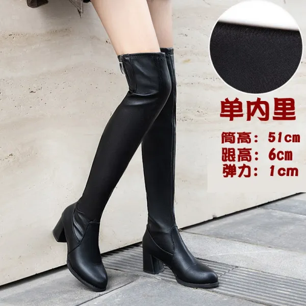 무릎넘어 롱 라이더 워커부츠 하이힐 슬림 청키 플랫 슈즈