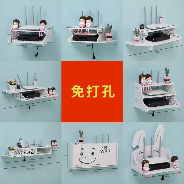 티비거치대 배경벽 선로 wifi캐비닛 펀칭불필요 배치 텔러비전선반 프로젝터 벽걸이대, T01-쌍심 셋톱박스(49직사각형)