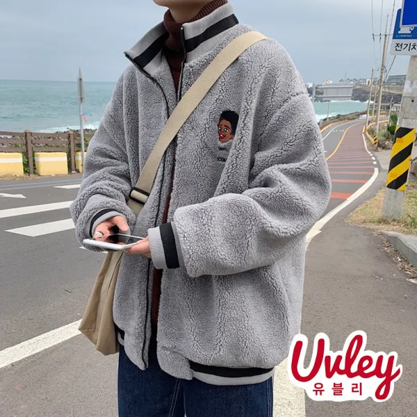 유블리 남성 루즈핏 겨울 벨벳 재킷 캐주얼재킷 후리스 두꺼운재킷 대학생재킷 교복에 입는 점퍼 양털점퍼 털재킷 겨울외투 (UV2118001JH) 말루