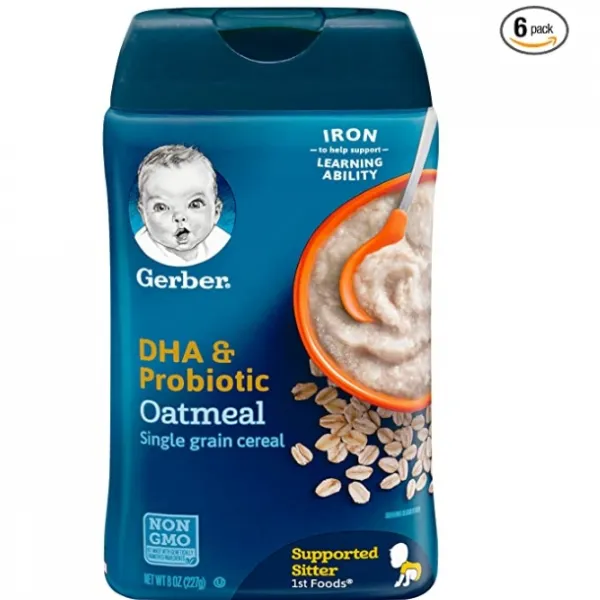 Gerber 거버 아기 시리얼 DHA&프로바이오틱 오트밀 개당 227G 6팩 Baby Cereal DHA & Probiotic Oat, 단일상품
