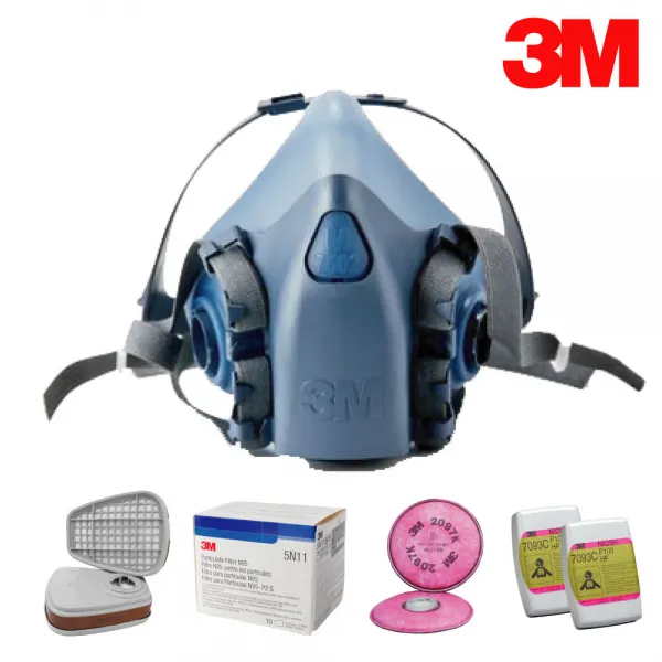 3M 방독면 - 3M 7500 시리즈 필터 풀셋트 패키지 구성, 2 3M 7502 반면형 방독마스크 M, 5 농약살포용 필터구성