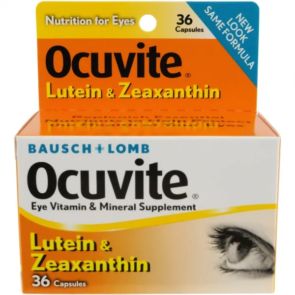 Bausch And Lomb + Ocuvite Lutein 36 Capsules 2 Pack 아스잔틴 눈약 징크골드아이즈 코스트코루테인 오큐비전 루테인지아잔틴아스타잔틴 어린이눈영양제 1개 1