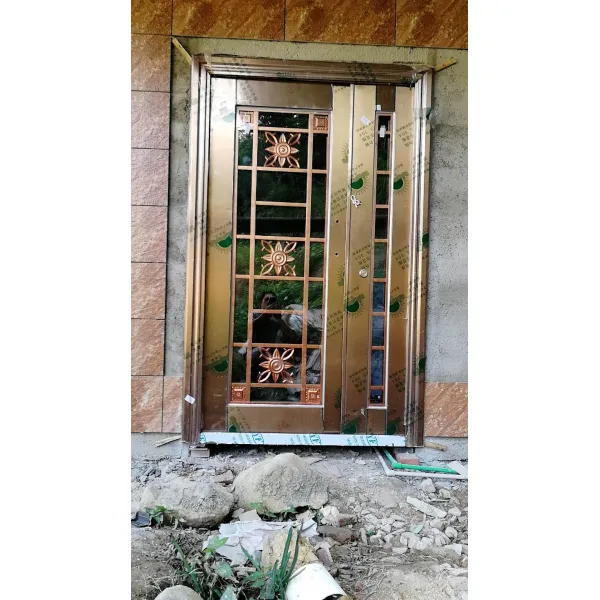 Dipylon 더블도어 304스테인리스방도문양문마을안전문백강문가용단문우자모문 로즈 골드 선플라워