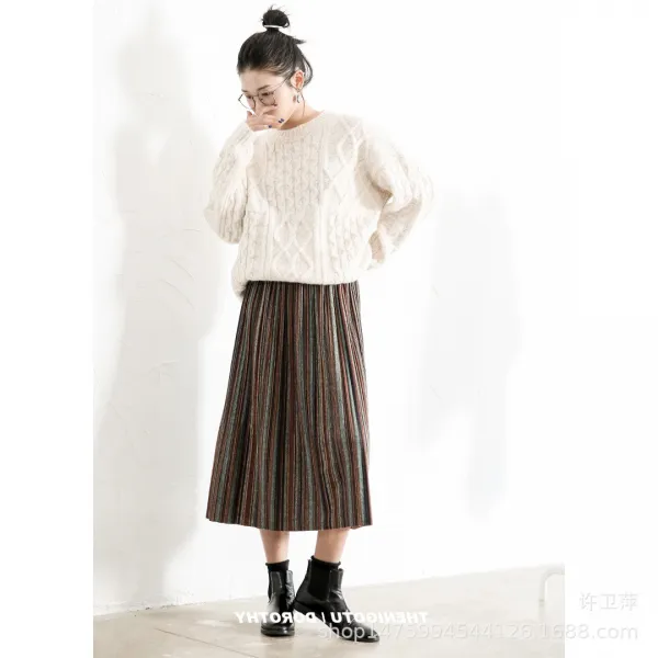 위파인더 한국판 와이드 하이웨이스트 A라인 롱 스커트녀 겨울 이국풍 패션 대발 도매