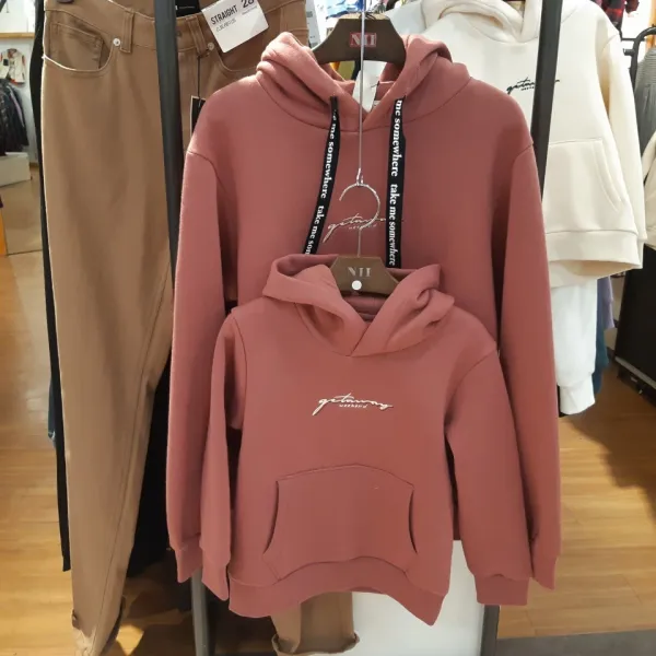 Nii 니 남녀공용 자수레터링 기모후드풀오버 기모쭈리 후드티 커플룩 패밀리룩 Nnuamuw8501