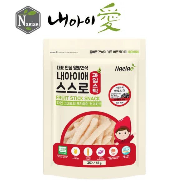 내아이애 유기농 아이과자 쌀과자 떡뻥 모음 특가 할인전(추가증정 이벤트), 1개, 유기농 스스로 과일스틱 아로니아