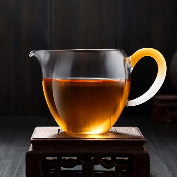 구름 위 투명 유리 공도 컵 차 해 내열 디어 분 다기 쿵푸 부품 타차 유리잔 국화 백옥 채색 도컵180ml