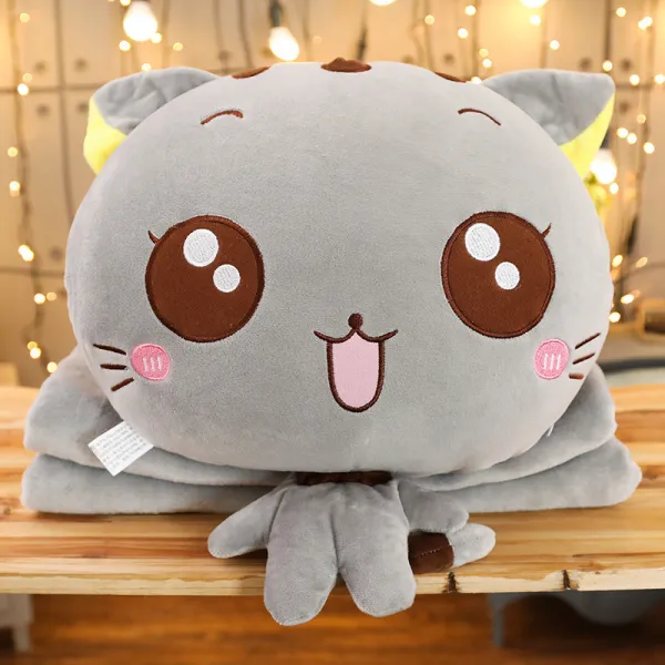 미니에어컨 쿠션담요 쿠션 손난로 사무실 담요 베게, C08-노란색 뜬눈, T01-쿠션 40*35CM 담요 1*1.7미터
