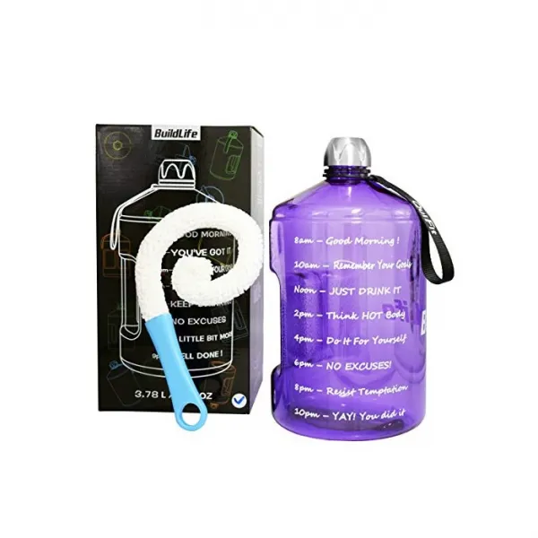 QuiFit 1 Gallon 물통 Reusable LeakProof Drinking Jug for Outdoor Camping BPA Free Plastic, 1 gallon light purple, One Size