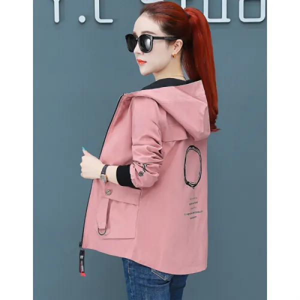 오사자 파란 단코트 여춘추복 여사 재킷 2019 신형 가을 얇은 한판 캐주얼 야구(8)