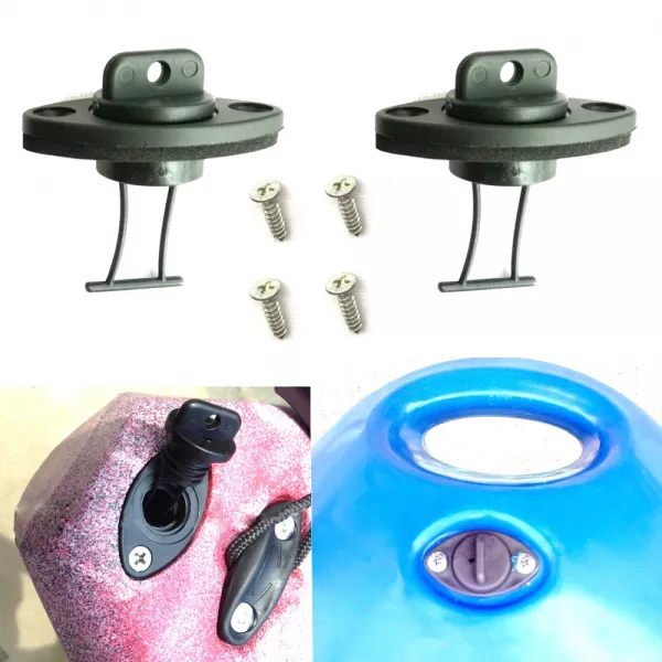 2PC 해양 카누 낚시 Flatable 보트 블랙 딩기 Yatch 카약 선체 드레인 플러그 Scupper StopperScrews