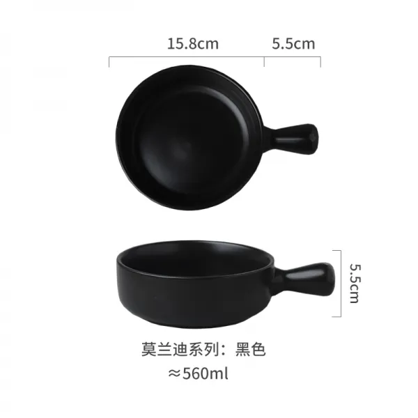 손잡이다 도자기 베이킹 노르딕 아침공기 가정용 독창적 샐러드바 있음 그릇을 깨뜨리다 굽다 밤하늘 블랙