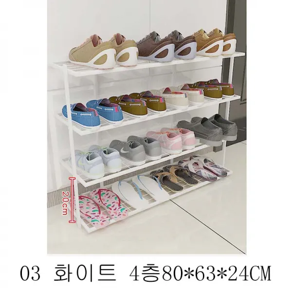 뉴타임즈9 간이 철화대 다층 가정용기숙사를 문어앞 신발장에 놓으면 문간신발장 공간 경제형 수금형 철제화대XT17 A28, 03 화이트 4층80*63*24CM