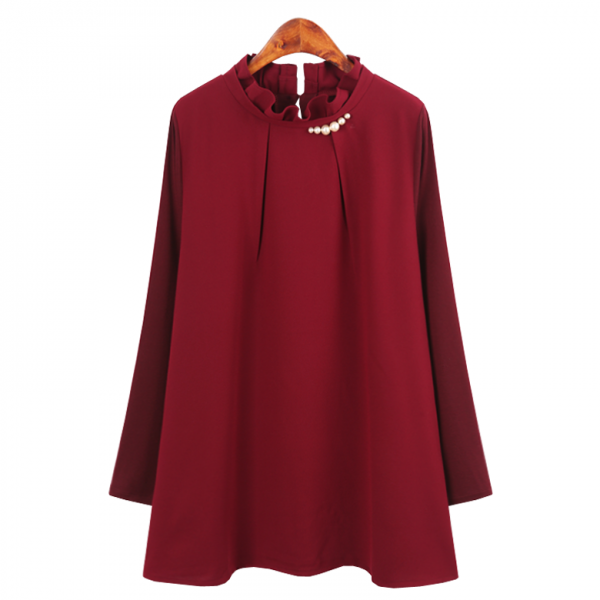 허밍퍼플 여성용 9939 론디 진주 블라우스 프릴 여성스런 큰언니 미시 마담 중년 여자 옷 겨울 간절기 빅사이즈 여성의류