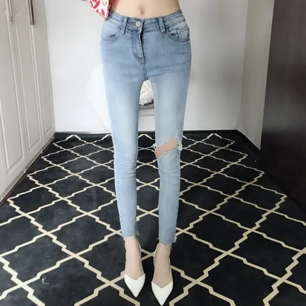 머머다 여성 하이웨스트 빈티지 스킨니 청바지 데님07 Iim07