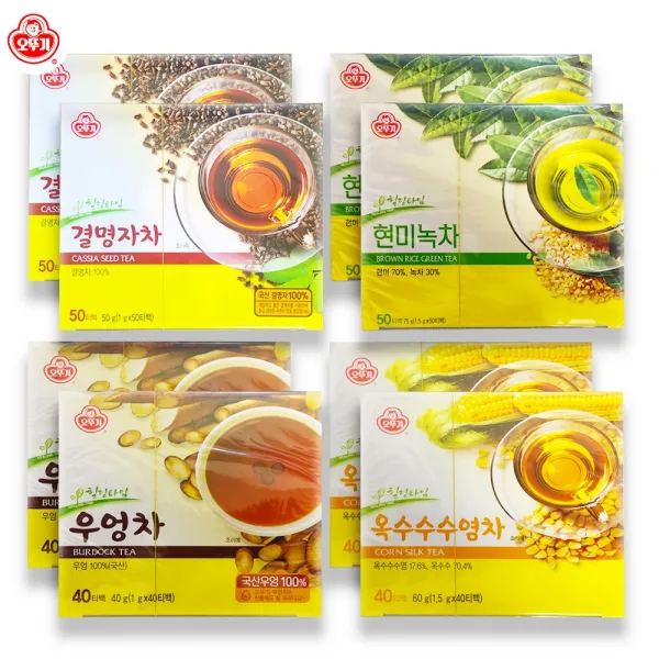 예이니식품 오뚜기 결명자+현미녹차+우엉+옥수수수염차 인기4종 각2개씩 세트 총8개 2세트