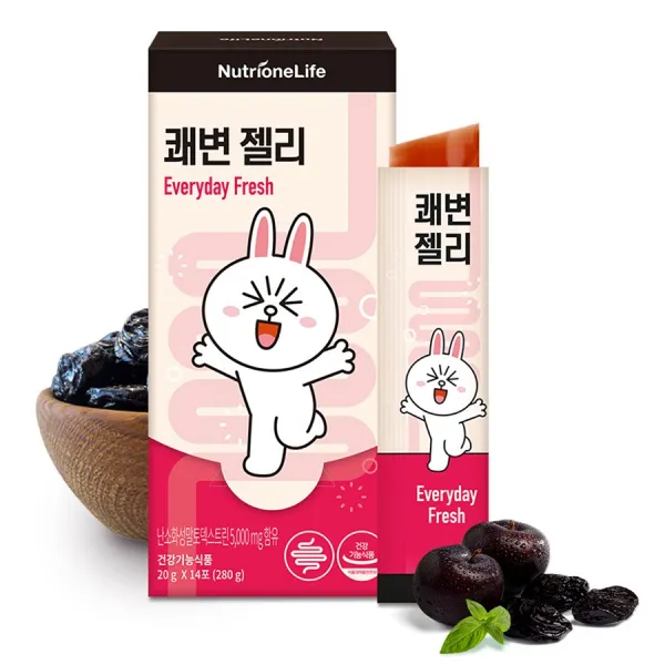 뉴트리원 맛있는젤리 Brown&friends 브라운앤프렌즈 쾌변젤리 푸룬맛 박스당 14포 장운동 변비 건강식품 푸룬젤리 식이섬유젤리 장건강 유산균 프로바이오틱스 프리바이오틱스 1통