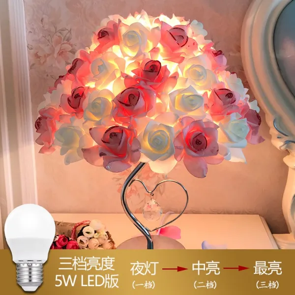 꽃 탁상등 선물 내 여자 친구에게 특별한 생일 선물, 분홍색 노란색 (3 단계 LED)
