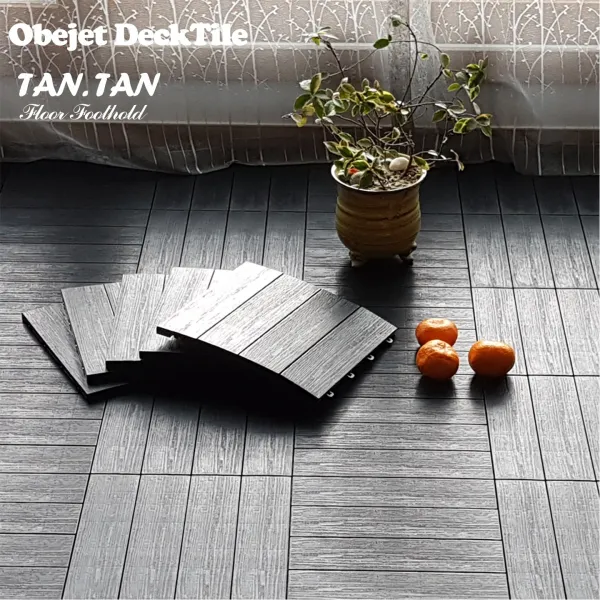 진성산업 오브제 데크타일 9P.조립식마루발판.욕실매트.현관발판.테라스바닥재 데코타일 베란다바닥재 마루 욕실발판 조립마루 베란다 베란다조립데크 건식화장실 베란다조립타일, 01).차콜블랙9P