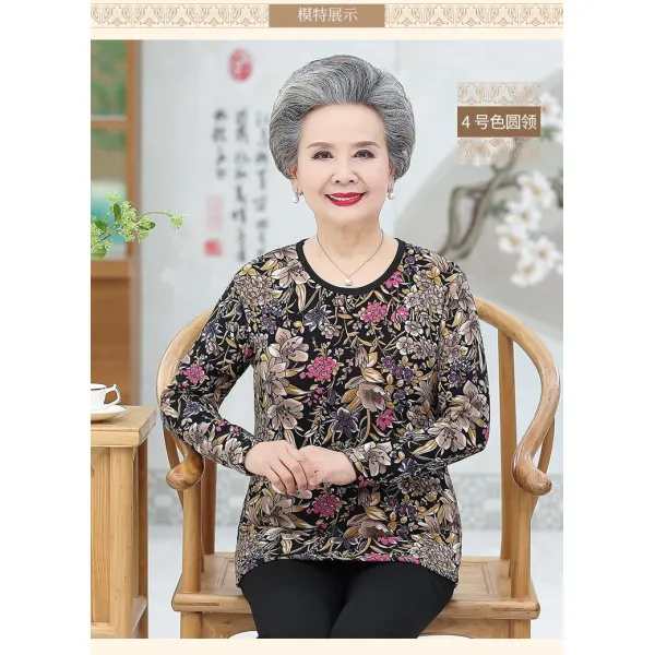 오프닝글로벌 긴팔 이너셔츠 중노년층 여성의류 겨울폼 기모 융 이너티셔츠 할머자 소매 6070 세 80 노인 내복 보온 상의