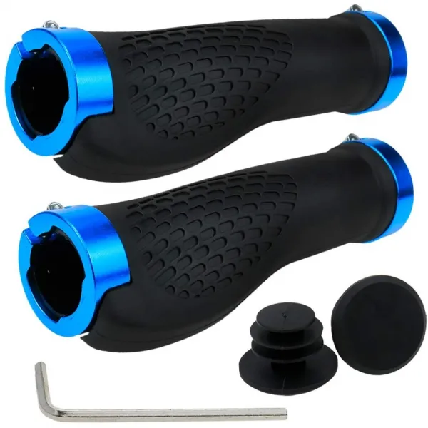 meprotal 2pcs 넓어지다 자전거 팔자 그립 잠그 에 자전거 처리 바 논슬립 팔자 그립 를 bmx 산 mtb 접는 자전거 검은 그리고 파란 색
