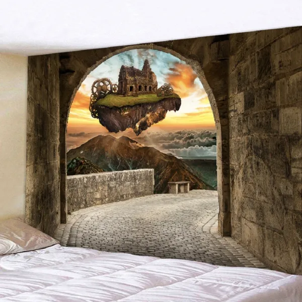ZLD 3D 효과 벽 교수형 태피스트리 기숙사 침대보 비치 타월 200x150cm B