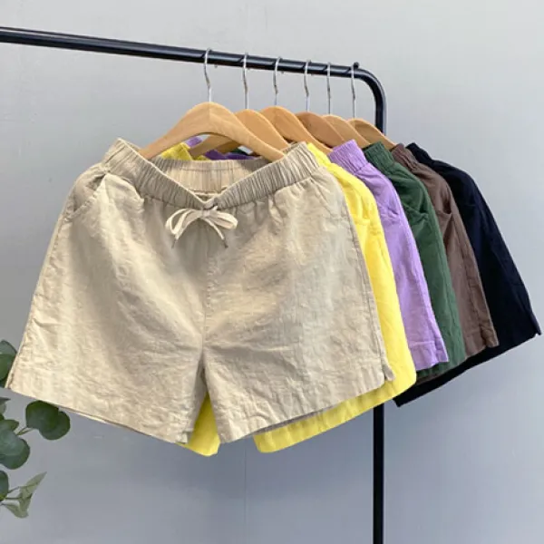 (당일발송)에어컨 린넨 밴딩 반팬츠(6color)