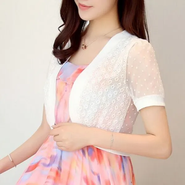 반팔 가디건 볼레로 미니 시스루 숏 여성 여름 캐주얼