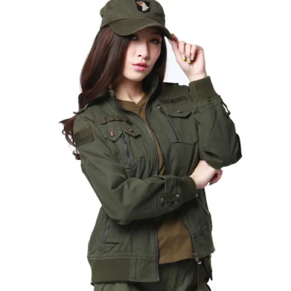 동맹군 군복장여사비행 협크도봉 샌드위치녀 레저운동 등산가이드재킷 군녹색 M(2)
