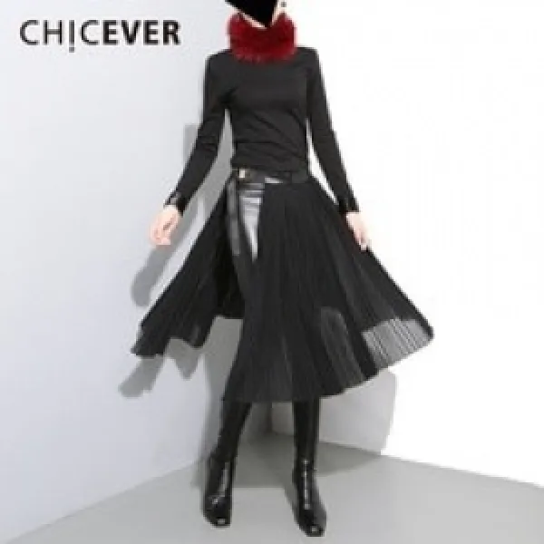[해외]여성하의 CHICEVER Chicever 블랙 가을 pleated