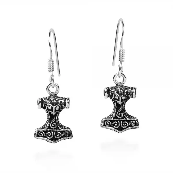 Aeravida 몸집이 작은 토르의 Mjolnir 해머 0.925 스털링 실버 댕글 귀걸이