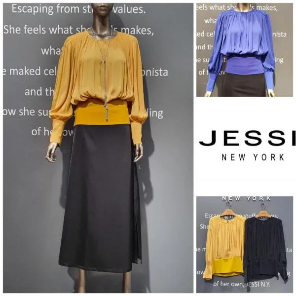 제시뉴욕 3컬러 라운드 주름 블라우스 (연예인협찬) J98-BP172S