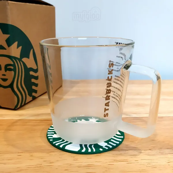 Starbucks 스타벅스 홈카페 내열유리 머그컵 커플컵 집들이 선물용 머그잔 세트 2개 투명