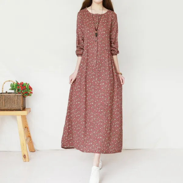 여성 가벼운 린넨 여행룩 원피스 앤티크 면 마분가라 원피스 봄 롱 무릎 린넨 롱 스커트 박시 스