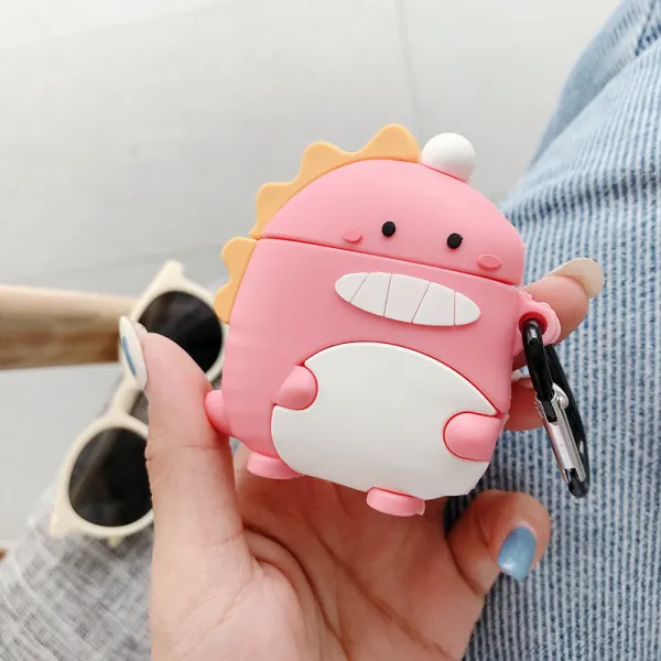 밀크앤씨리얼 에어팟 무선 블루투스 이어폰 케이스 큐트 애니메이션 다이노스 적용 AIRPODS 보호케이스 12PRO 사과폰, 12대 실리콘 이어폰 케이스 핑크 서