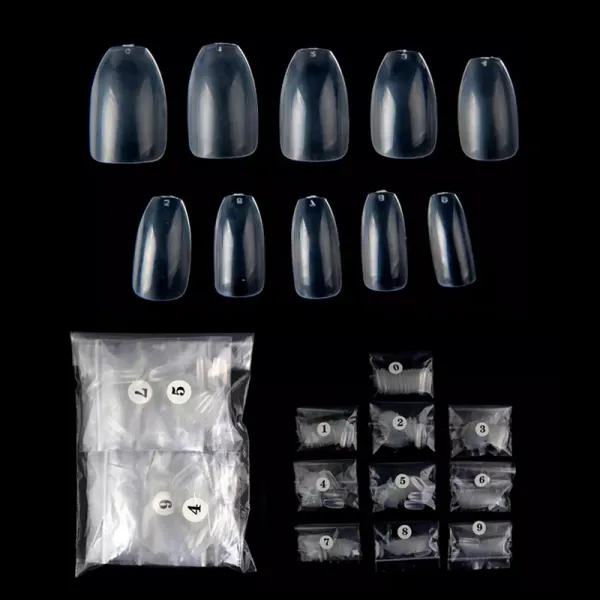 숏코핀 네일팁 글루 세트 숏 발레리나팁 빠끄네일, 투명500p